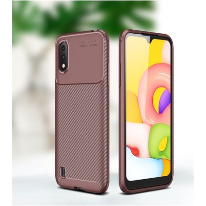 Mobigear Racing Coque Samsung Galaxy A01 Coque arrière en TPU Souple - Marron