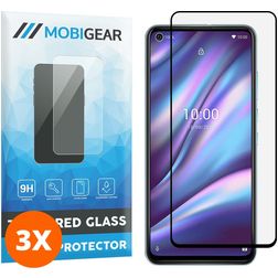 Mobigear Premium Wiko View 5 Verre trempé Protection d'écran - Compatible Coque - Noir (Lot de 3)