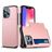 Mobigear Card Coque iPhone 14 Pro Coque arrière Rigide Anti-Chocs avec Porte-Cartes - Rose doré