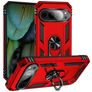 Mobigear Armor Ring Coque Google Pixel 9 Coque arrière Rigide Anti-Chocs avec Anneau-Support - Rouge
