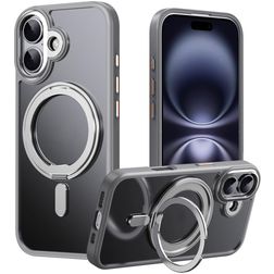 Mobigear Frosted Mag Coque iPhone 17 MagSafe Coque arrière Rigide avec Support Amovible - Gris