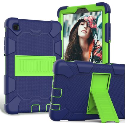 Mobigear ShieldStand Samsung Galaxy Tab A7 Lite Plastique rigide / Silicone Coque arrière + Support - Bleu / Vert