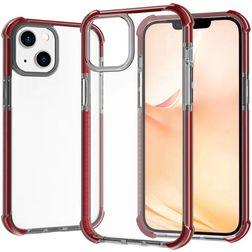 Mobigear Full Bumper Coque iPhone 14 Coque arrière Rigide Anti-Chocs - Transparent / Rouge