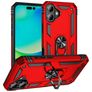 Mobigear Armor Ring Coque iPhone 17 Coque arrière Rigide Anti-Chocs avec Anneau-Support - Rouge