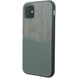 Valenta Card Slot Coque iPhone 11 Coque arrière en Cuir Véritable avec Porte-Cartes - Gris