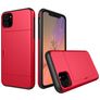 Mobigear Card Coque iPhone 11 Coque arrière Rigide Anti-Chocs avec Porte-Cartes - Rouge