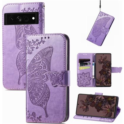 Mobigear Butterfly Housse Google Pixel 7 Pro Etui Porte-Monnaie - Violet