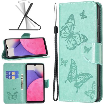 Mobigear Butterfly Housse Samsung Galaxy A33 Etui Porte-Monnaie - Turquoise