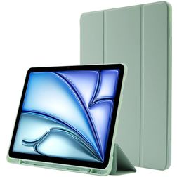 Mobigear Tri-Fold Gel Coque iPad Air 11 Pouces (2025) Etui en TPU,Similicuir + Porte-crayon - Vert