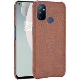 Mobigear Croco Coque OnePlus Nord N100 Coque arrière Rigide - Marron