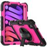 Mobigear SureGrip Xtreme Coque iPad Mini 6 (2021) Coque arrière en Plastique rigide,Silicone + Porte-crayon + Bandoulière + Support Amovible - Noir / Rose
