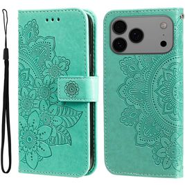 Mobigear Flowers Housse iPhone 17 Pro Max Etui Porte-Monnaie - Vert