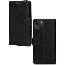 Mobilize Wallet Housse iPhone 13 Etui en Cuir Véritable Porte-Monnaie - Noir