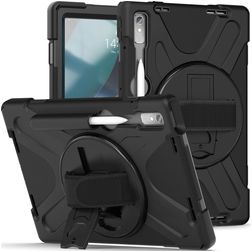 Mobigear SureGrip XGuard Coque Lenovo Tab P11 Pro Gen 2 Coque arrière en Plastique rigide,Silicone + Porte-crayon + Support Amovible - Noir