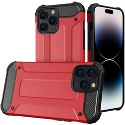 Mobigear Outdoor Coque iPhone 15 Pro Max Coque arrière Rigide Anti-Chocs - Rouge