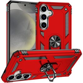 Mobigear Armor ring Coque Samsung Galaxy S25 Plus Coque arrière Rigide Anti-Chocs avec Anneau-Support - Rouge