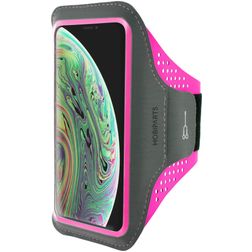 Mobiparts Comfort Fit Brassard Téléphone iPhone XS Brassard Coque de Sport en Neoprène - Neon Pink