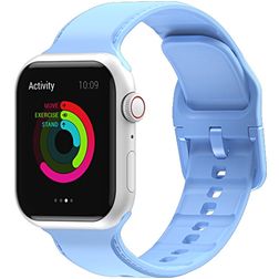 Mobigear Dashed Bracelet Silicone Apple Watch Fermeture boucle ardillon - 42/41/40/38 mm - Bleu