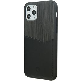 Valenta Card Slot Coque iPhone 11 Pro Max Coque arrière en Cuir Véritable avec Porte-Cartes - Noir