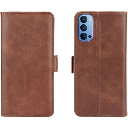 Mobigear Slim Magnet Housse OPPO Reno 4 Etui Porte-Monnaie - Marron