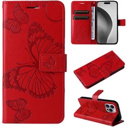 Mobigear Butterfly Housse iPhone 16 Pro Max Etui Porte-Monnaie - Rouge