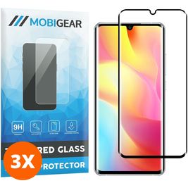 Mobigear Premium Xiaomi Mi Note 10 Lite Verre trempé Protection d'écran - Compatible Coque - Noir (Lot de 3)