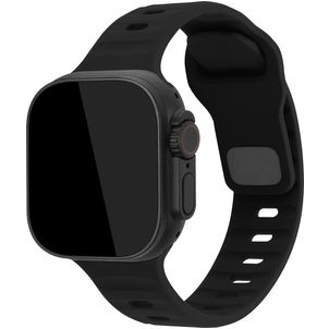Mobilize Sports Bracelet Silicone Apple Watch Fermeture à clou et passant - 49/46/45/44 mm - Noir