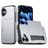 Mobigear Card Coque iPhone 16 Coque arrière Rigide Anti-Chocs avec Porte-Cartes - Gris