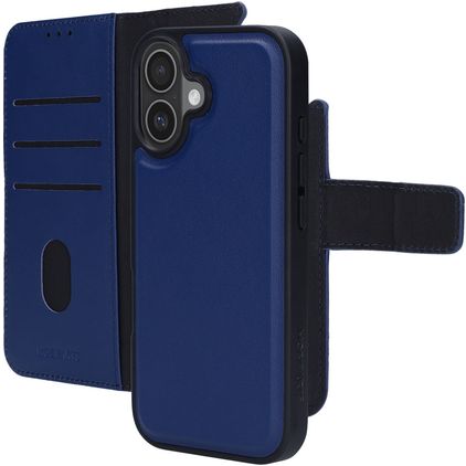Mobiparts Housse iPhone 17 Etui avec Coque Détachable en Cuir Véritable Porte-Monnaie - Bleu