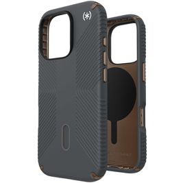 Speck Presidio2 Grip Coque iPhone 16 Pro MagSafe Coque arrière Rigide Anti-Chocs - Charcoal Grey