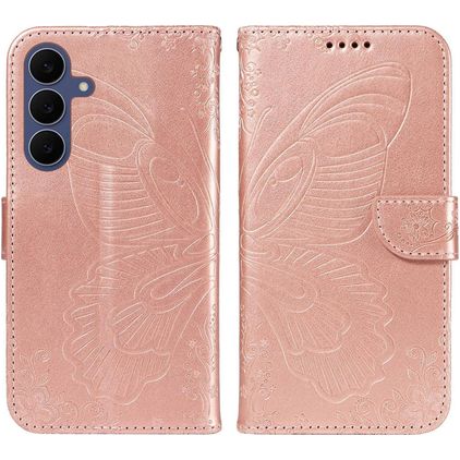 Mobigear Butterfly Housse Samsung Galaxy S26 FE Etui Porte-Monnaie - Rose doré