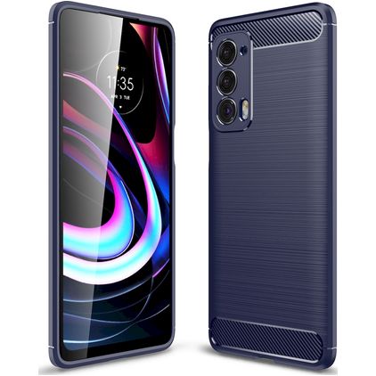 Mobigear Brushed Slim Motorola Edge (2021) TPU souple Coque arrière - Bleu marine