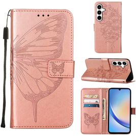Mobigear Butterfly Housse Samsung Galaxy A35 Etui Porte-Monnaie - Rose doré