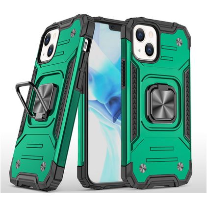 Mobigear Armor Ring iPhone 13 Pro Max Plastique rigide Coque arrière Antichoc avec bague de maintien - Vert