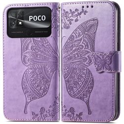 Mobigear Butterfly Housse POCO C40 Etui Porte-Monnaie - Violet