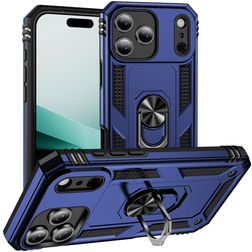 Mobigear Armor Ring Coque iPhone 18 Pro Coque arrière Rigide Anti-Chocs avec Anneau-Support - Bleu