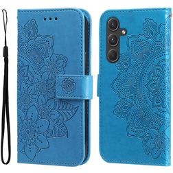 Mobigear Flowers Housse Samsung Galaxy A55 Etui Porte-Monnaie - Bleu