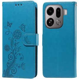 Mobigear Flowers Housse OPPO Find X9 Pro Etui Porte-Monnaie - Bleu