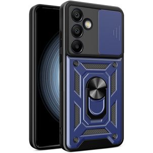 Mobigear Armor Ring Cam Slide Coque Samsung Galaxy S24 FE Coque arrière Rigide Anti-Chocs avec Anneau-Support et Protecteur Lentilles - Bleu