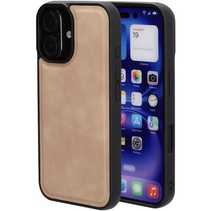Mobiparts Classic Coque iPhone 16 MagSafe Coque arrière en TPU,Similicuir - Moonstone Beige