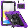 Mobigear SureGrip Xtreme Coque iPad 10 (2022) Coque arrière en Plastique rigide,Silicone + Bandoulière + Support Amovible - Violet