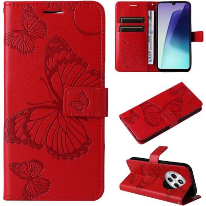 Mobigear Butterfly Housse Xiaomi Redmi 14C Etui Porte-Monnaie - Rouge