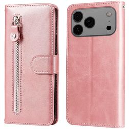 Mobigear Zipper iPhone 17 Pro Max Étui Portefeuille - Rose doré