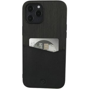 Valenta Card Slot Coque iPhone 12 Pro Max Coque arrière en Cuir Véritable avec Porte-Cartes - Noir