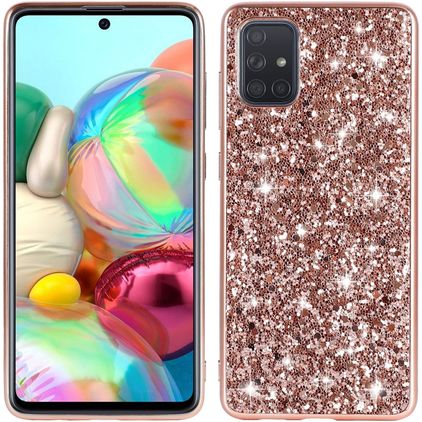 Mobigear Glitter Coque Samsung Galaxy A73 Coque arrière Rigide - Rose doré