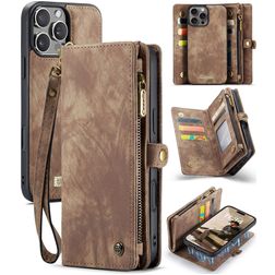 CaseMe 008 iPhone 16 Pro Max Coque Étui 2en1 avec coque amovible Portefeuille - Marron