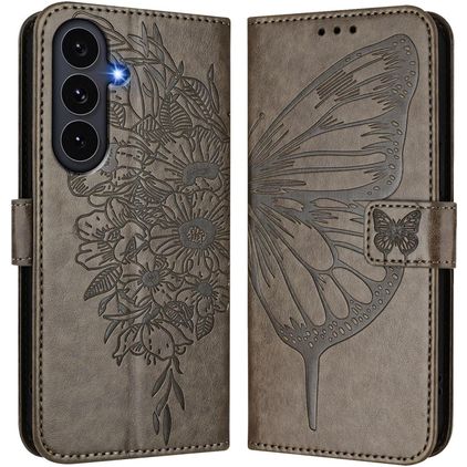 Mobigear Butterfly Housse Samsung Galaxy S26 FE Etui Porte-Monnaie - Gris