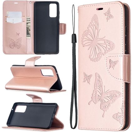 Mobigear Butterfly Housse Samsung Galaxy S20 FE Etui Porte-Monnaie - Rose doré