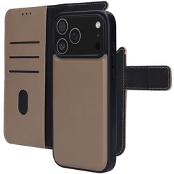 Mobiparts iPhone 17 Pro Max Coque Cuir véritable Étui 2en1 avec coque amovible Portefeuille - Taupe
