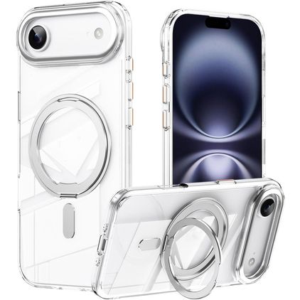 Mobigear Frosted Mag Coque iPhone Air MagSafe Coque arrière Rigide avec Support Amovible - Argent